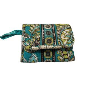 Vera Bradley Mini Trifold Wallet Peacock Turquoise Paisley Retired Pattern